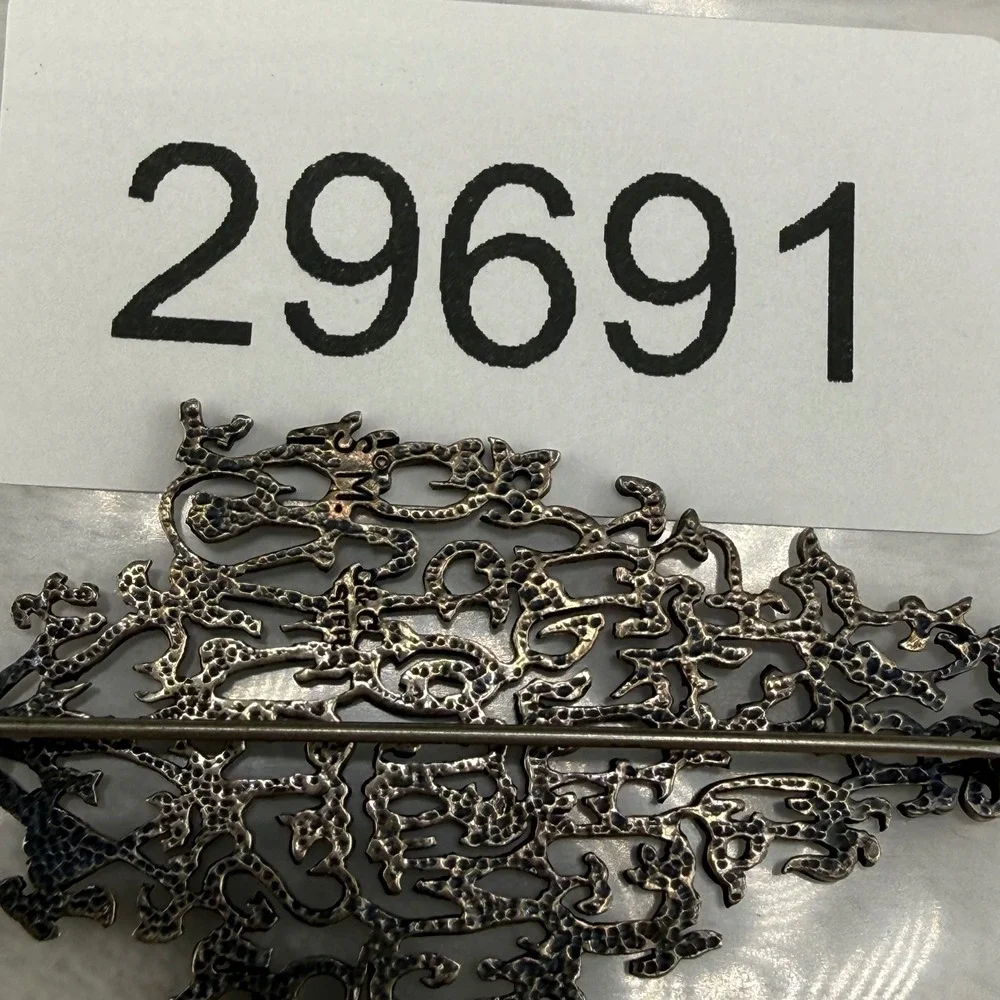Vintage Shelburne Museum Brooch Sterling Silver C&C Alphabet Tree Brooch Gothic